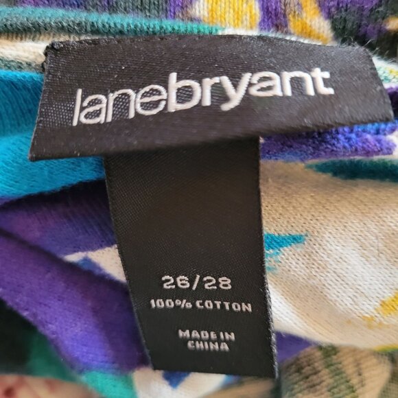 Lane Bryant Womens Colorful Abstract Print Button-Down Blouse Size 26/28 100% Co - Picture 4 of 4